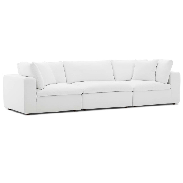 Commix Down Filled Overstuffed 3 Piece Sectional Sofa Set White