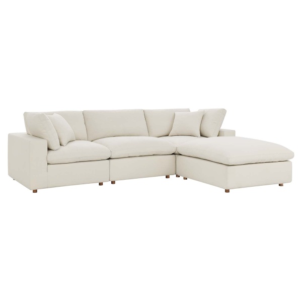 Commix Down Filled Overstuffed 4-Piece Sectional Sofa Set in Beige by Modway