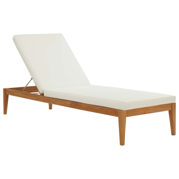 EEI-3429-NAT-WHI Northlake Outdoor Patio Premium Grade A Teak Wood Chaise Lounge