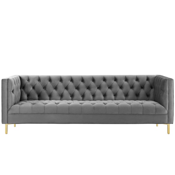 Delight Tufted Button Performance Velvet Sofa Gray by Modway