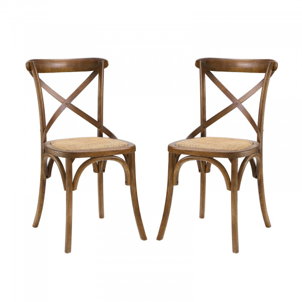 Gear Dining Side Chair Set of 2 Walnut by Modway
