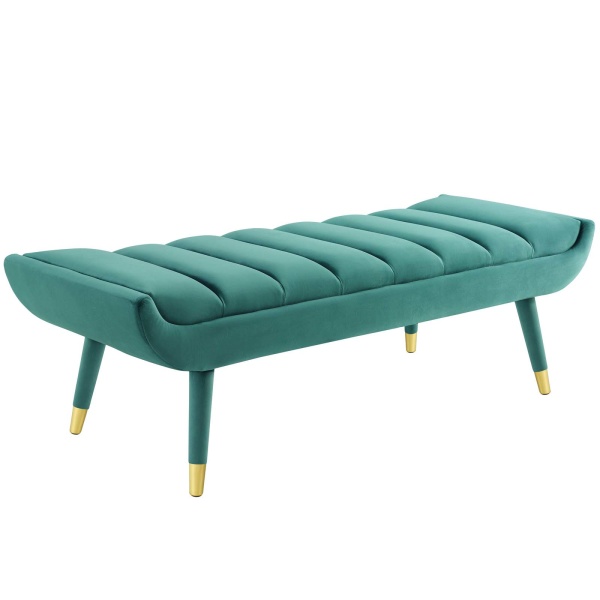 EEI-3484-TEA Guess Channel Tufted Performance Velvet Accent Bench Teal