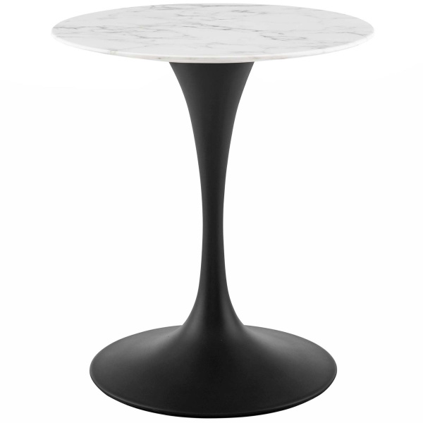 EEI-3515-BLK-WHI Lippa 28" Round Artificial Marble Dining Table