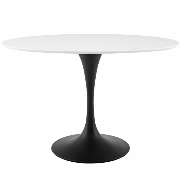 EEI-3517-BLK-WHI Lippa 48" Oval Wood Top Dining Table
