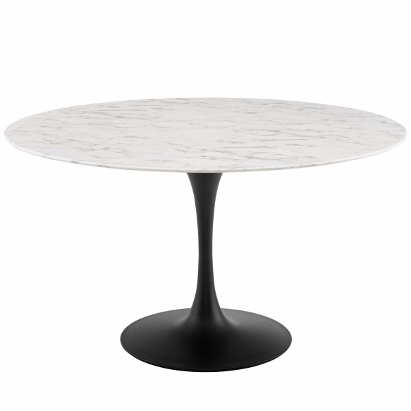 EEI-3528-BLK-WHI Lippa 54" Round Artificial Marble Dining Table