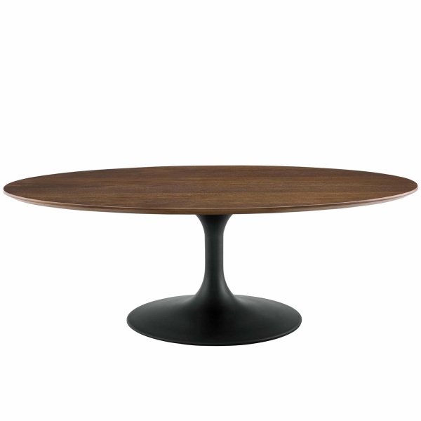 Lippa Oval-Shaped Walnut Coffee Table in Black Walnut 48