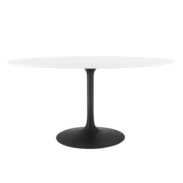 EEI-3539-BLK-WHI Lippa 60" Oval Wood Top Dining Table