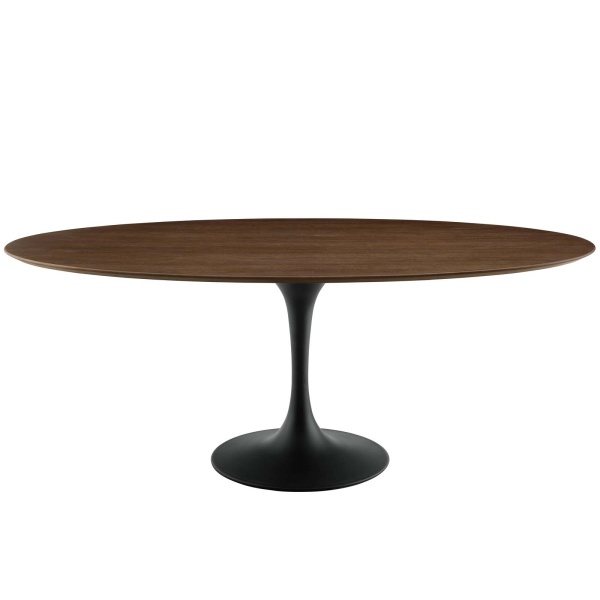 EEI-3544-BLK-WAL Lippa 78" Oval Wood Dining Table