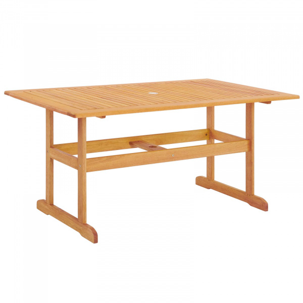 EEI-3675-NAT Hatteras 59" Rectangle Outdoor Patio Eucalyptus Wood Dining Table