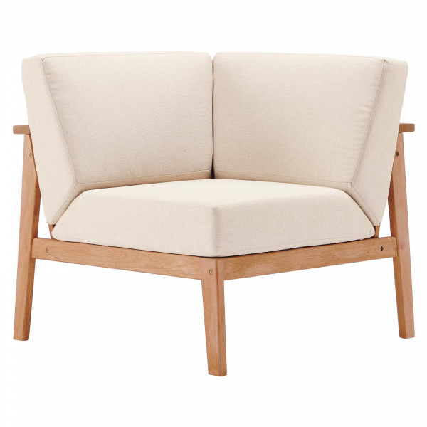 EEI-3680-NAT-TAU Sedona Outdoor Patio Eucalyptus Wood Sectional Sofa Corner Chair