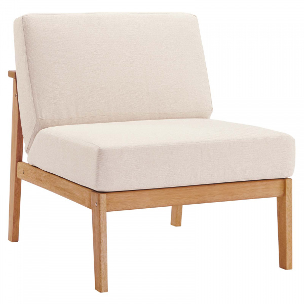EEI-3681-NAT-TAU Sedona Outdoor Patio Eucalyptus Wood Sectional Sofa Armless Chair