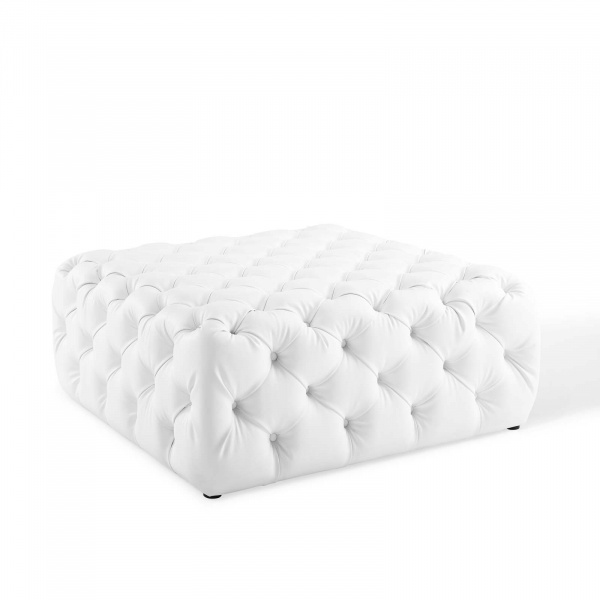 EEI-3773-WHI Anthem Tufted Button Large Square Faux Leather Ottoman White