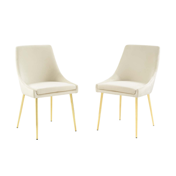 Viscount Performance Velvet Dining Chairs-Set of 2 Gold Ivory