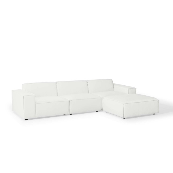 Restore 4 Piece Sectional Sofa in White | Polyester by Modway
