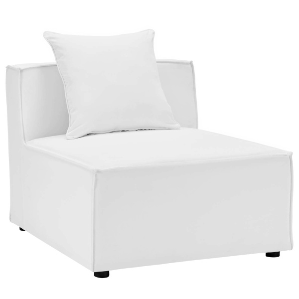 Saybrook Outdoor Patio Upholstered Sectional Sofa Armless Chair White