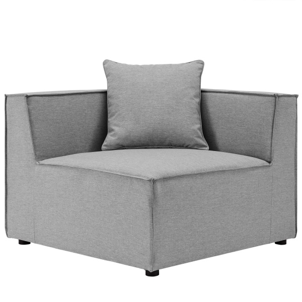 Saybrook Outdoor Patio Upholstered Sectional Sofa Corner Chair Gray