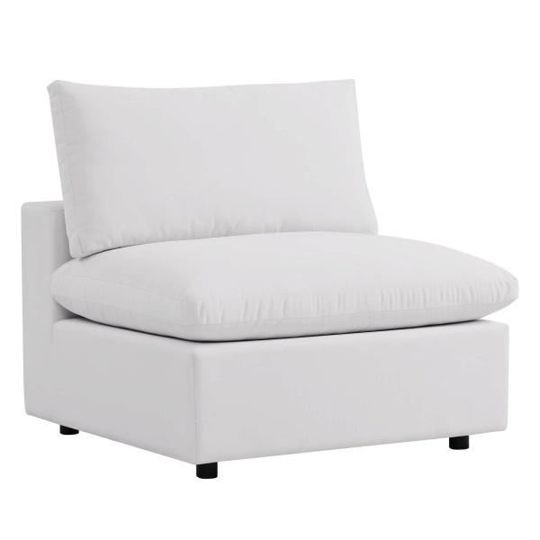 EEI-4902-WHI Commix Overstuffed Outdoor Patio Armless Chair