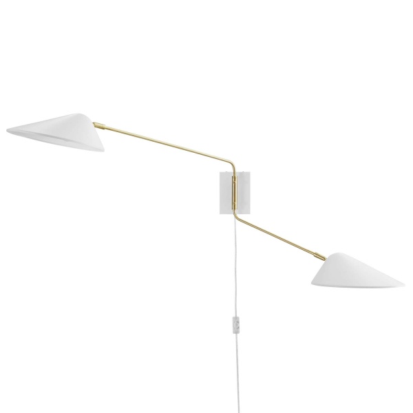 EEI-5294-WHI Journey 2-Light Swing Arm Wall Sconce