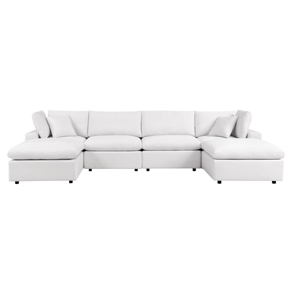 EEI-5585-WHI Commix 6-Piece Outdoor Patio Sectional Sofa