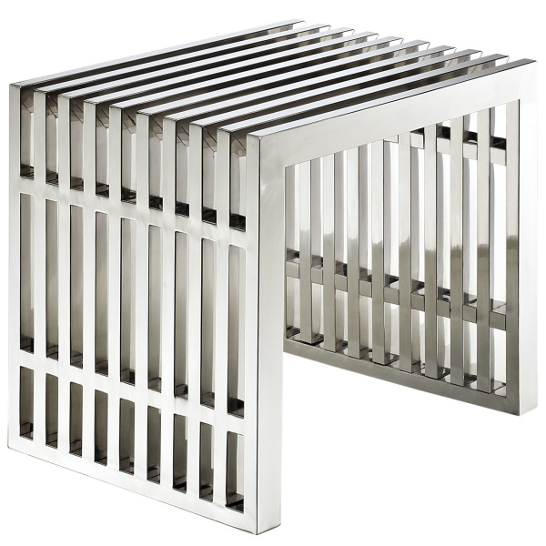 EEI-569-SLV Gridiron Small Stainless Steel Bench Silver