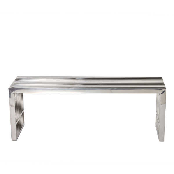 Gridiron Medium Stainless Steel Bench in Silver by Modway