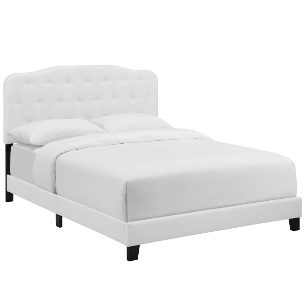 Amelia Twin Upholstered Fabric Bed White
