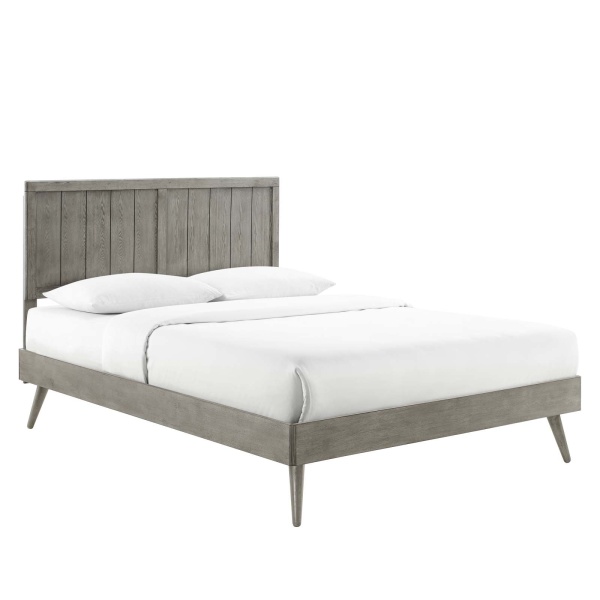 MOD-6379-GRY Alana Queen Wood Platform Bed With Splayed Legs in Gray