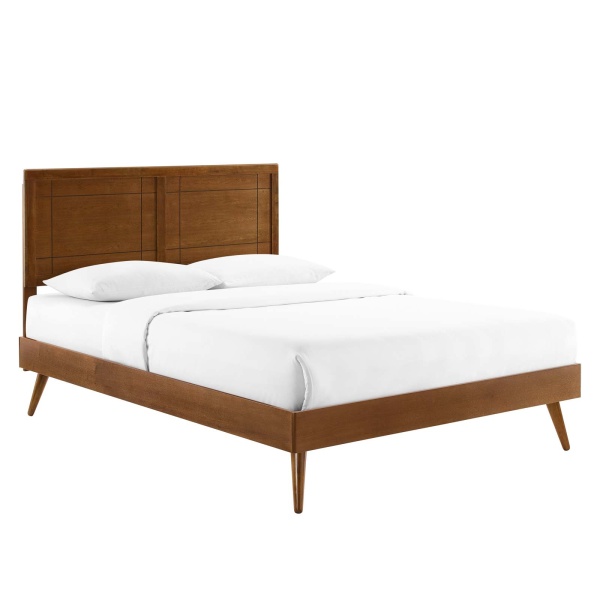 MOD-6382-WAL Marlee Queen Wood Platform Bed With Splayed Legs in Walnut