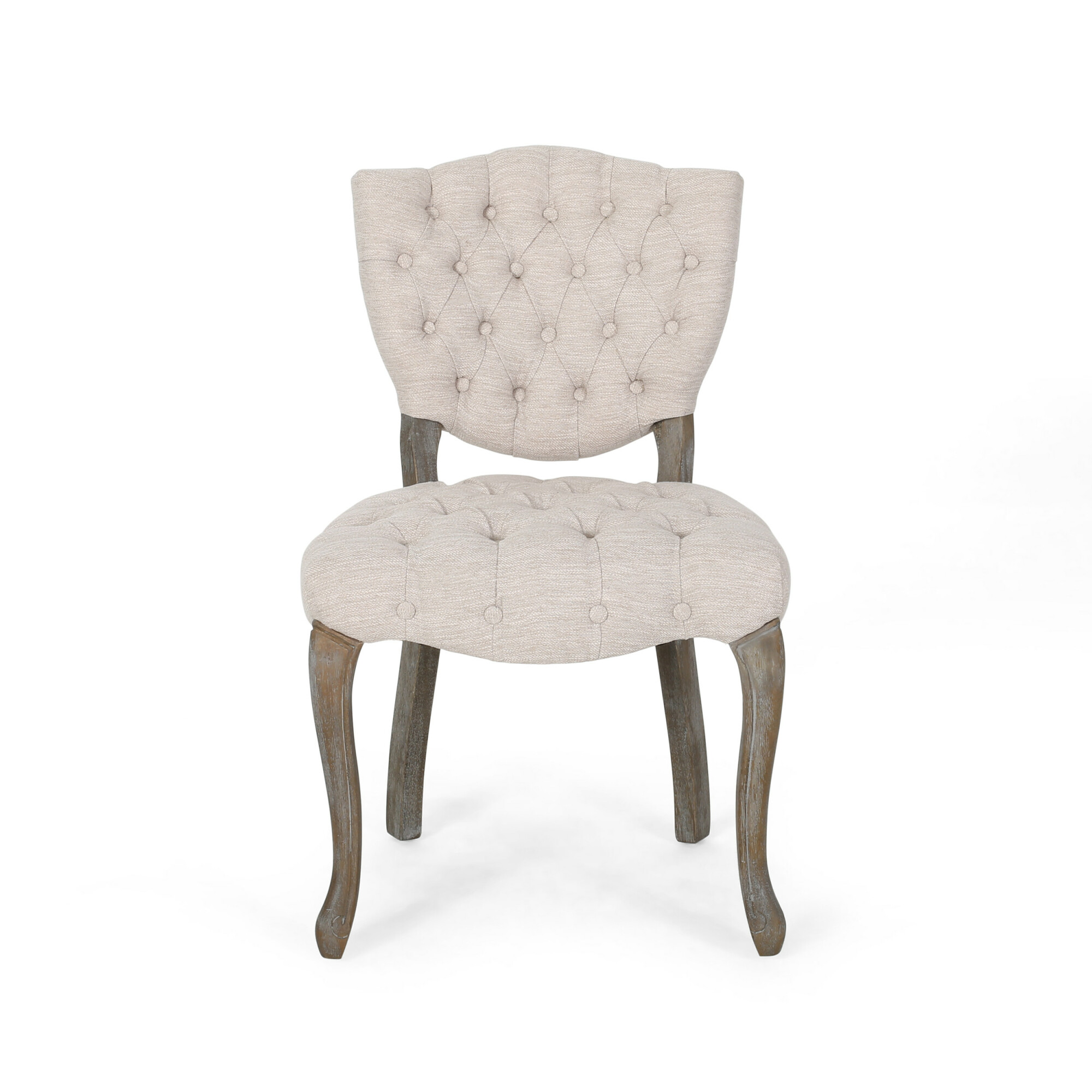 Crosswind Tufted Dining Chair with Cabriole Legs (Set of 2) Beige and ...