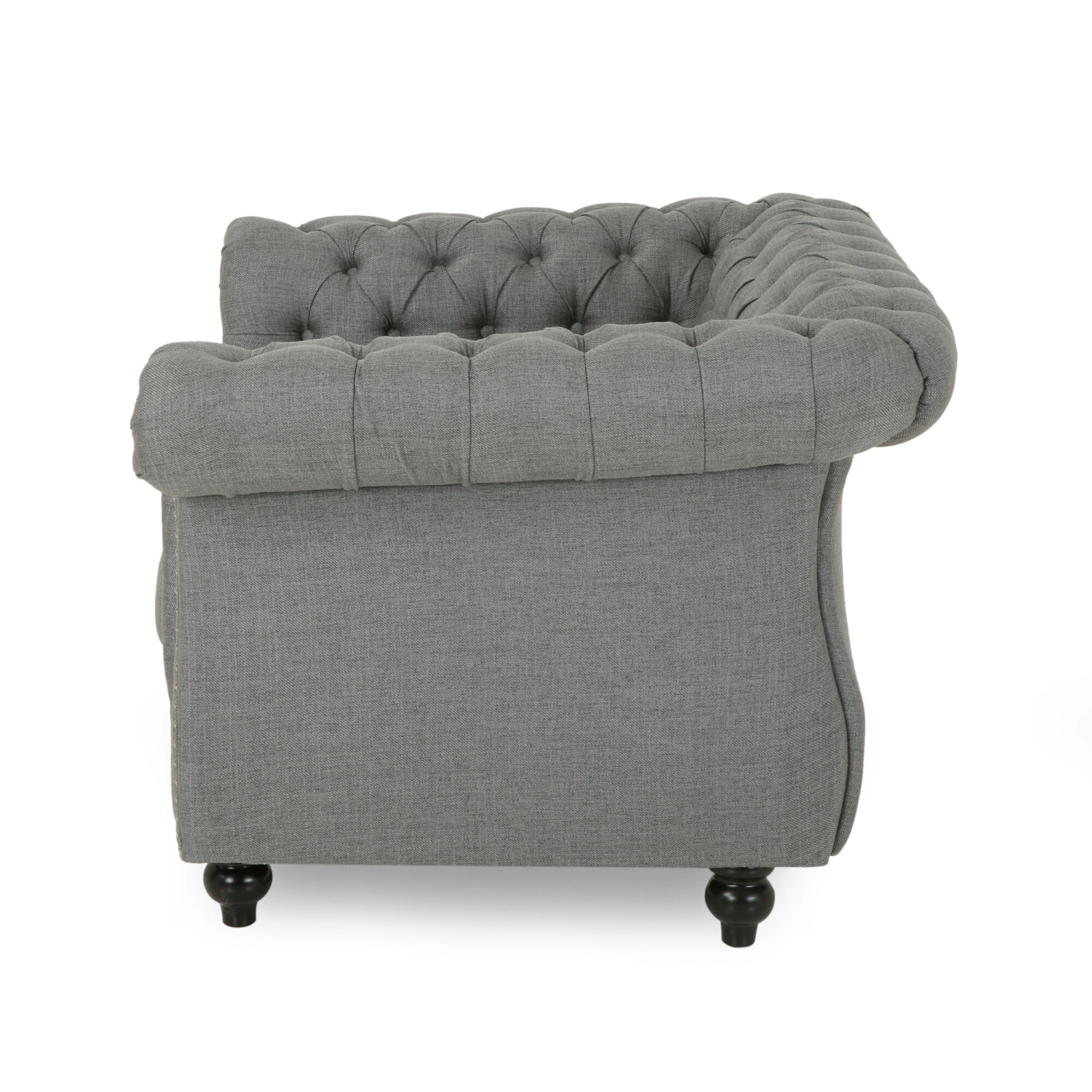 Westminster Chesterfield Fabric Club Chair, Dark Gray in Dark Gray/Dark ...
