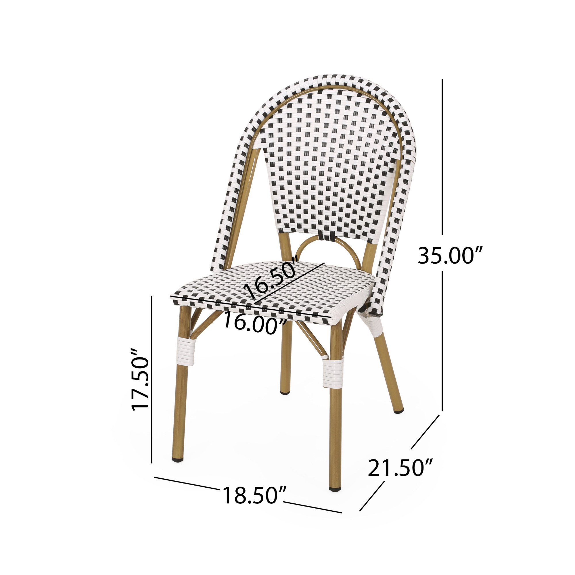 Elize Outdoor French Bistro Chair (Set of 4), Black, White, and Bamboo ...