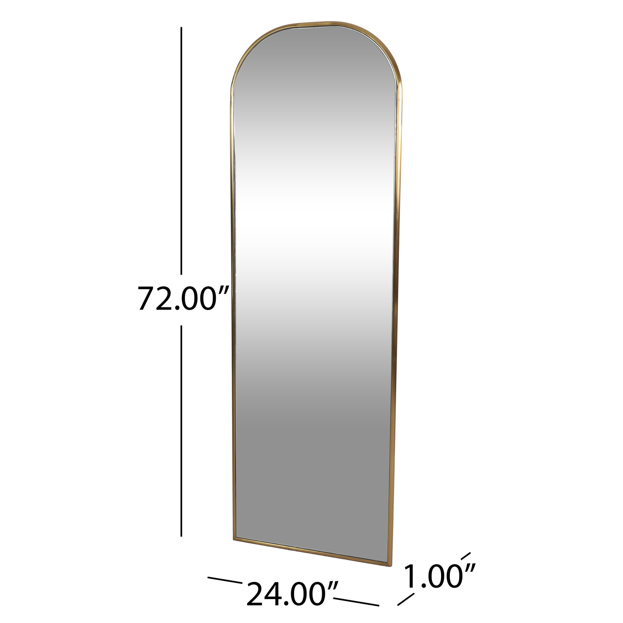 Revere Contemporary Rounded Rectangular Leaner Mirror, Brushed Brass in ...