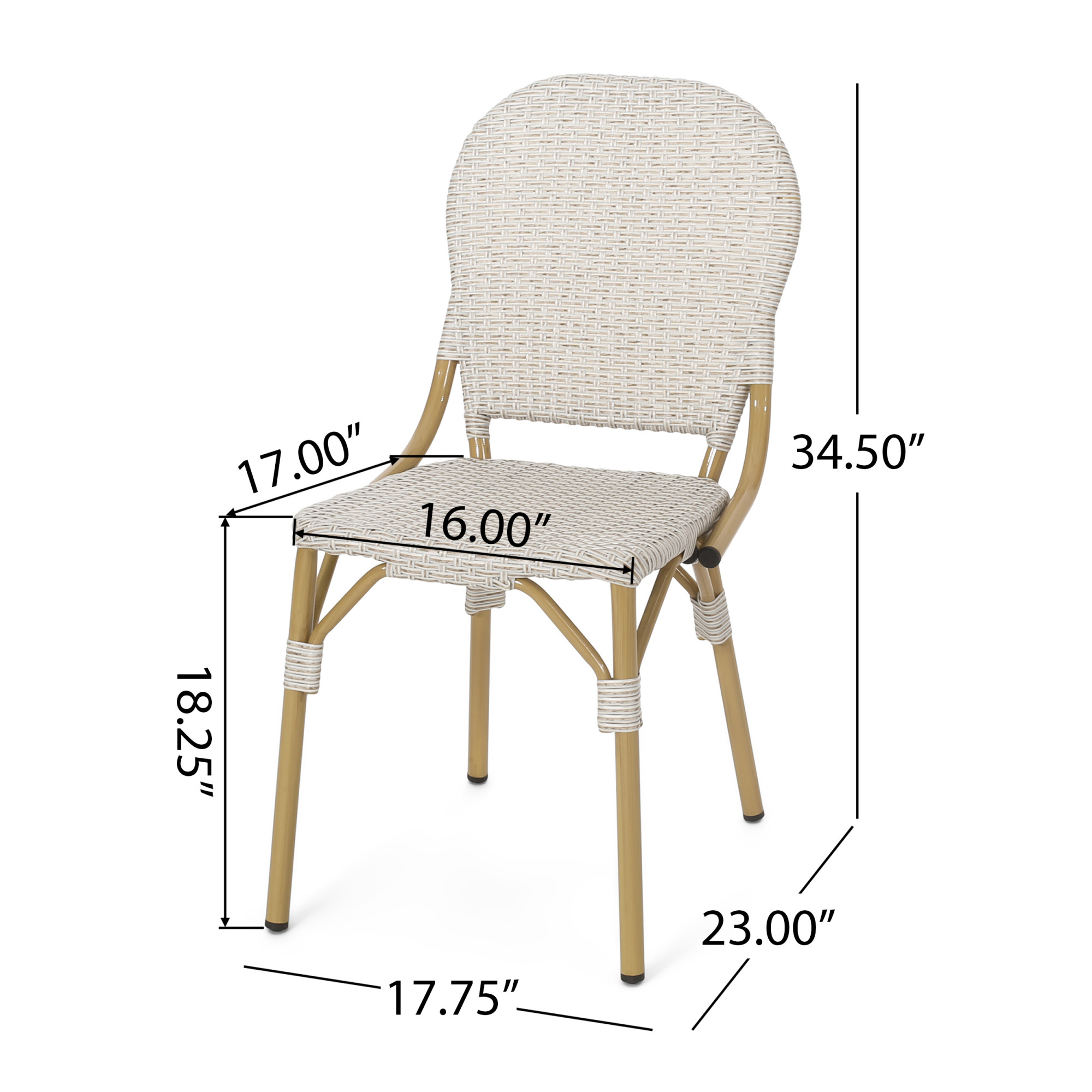Arthur Outdoor Aluminum French Bistro Chairs (Set of 2), Light Brown ...