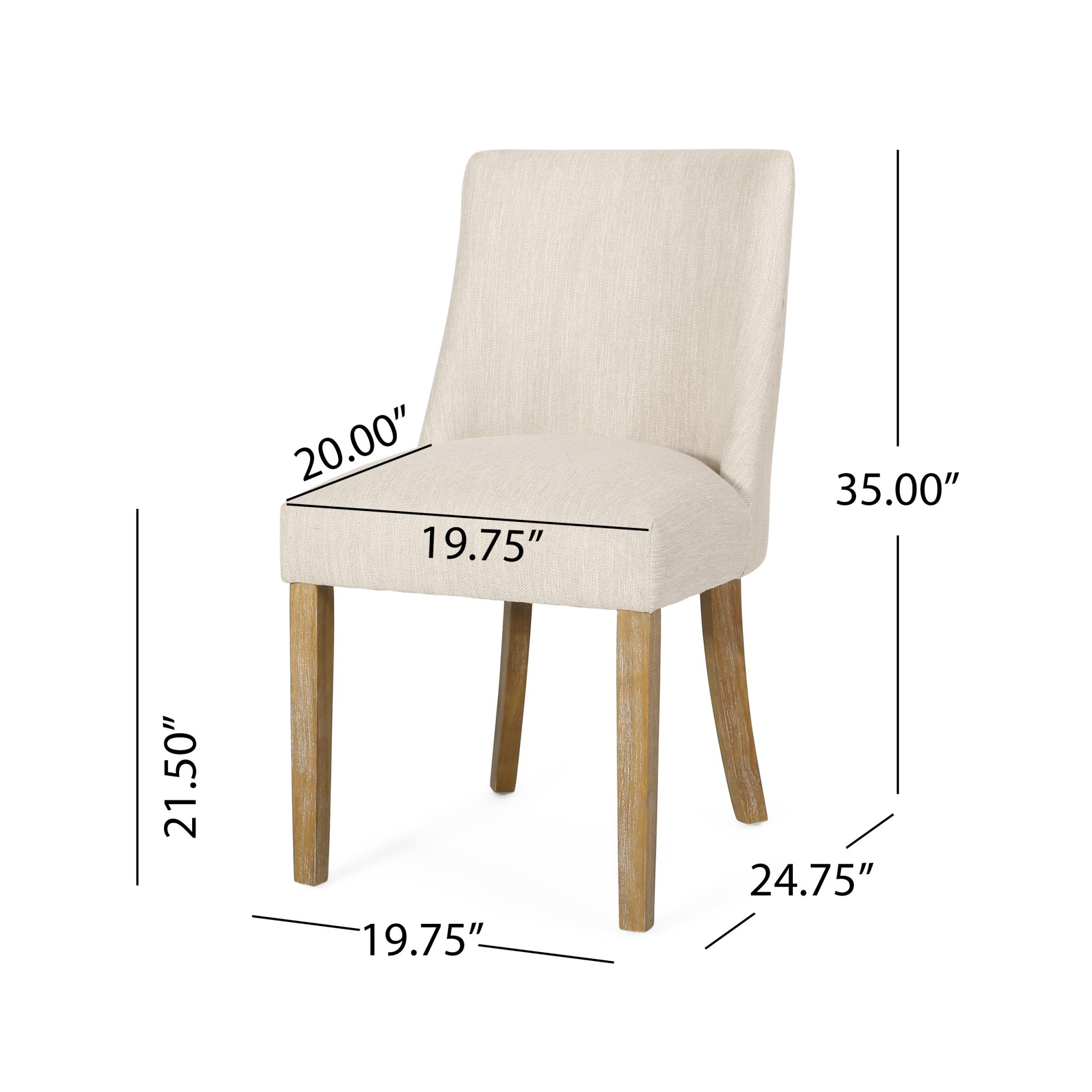Frances Contemporary Fabric Dining Chairs (Set of 2), Beige and Natural ...