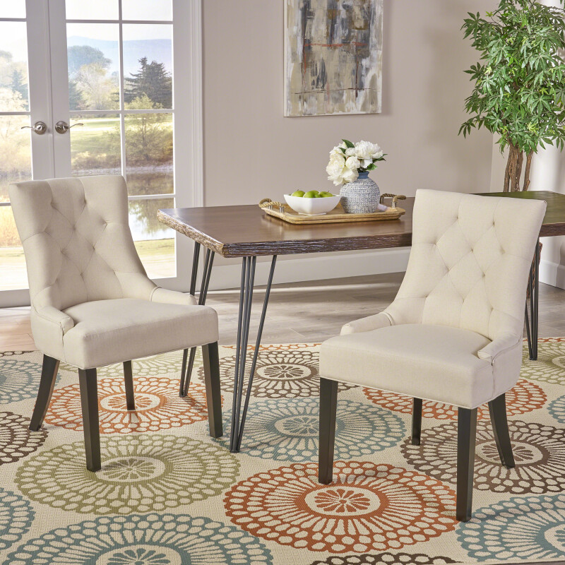 295013 Hayden Tufted Fabric Dining/ Accent Chair (Set of 2)