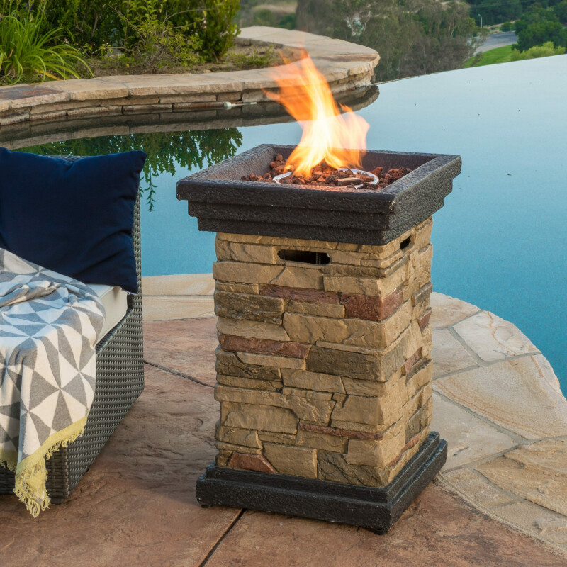 296655 Chesney Outdoor Fire Column, Natural Stone