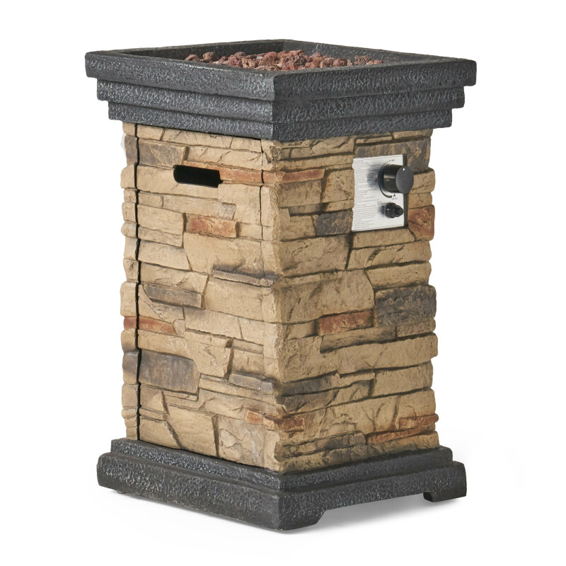 Chesney Outdoor Fire Column, Natural Stone