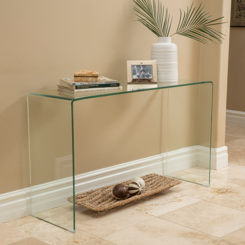 296696 Cadyn Clear 12mm Tempered Glass Console Table