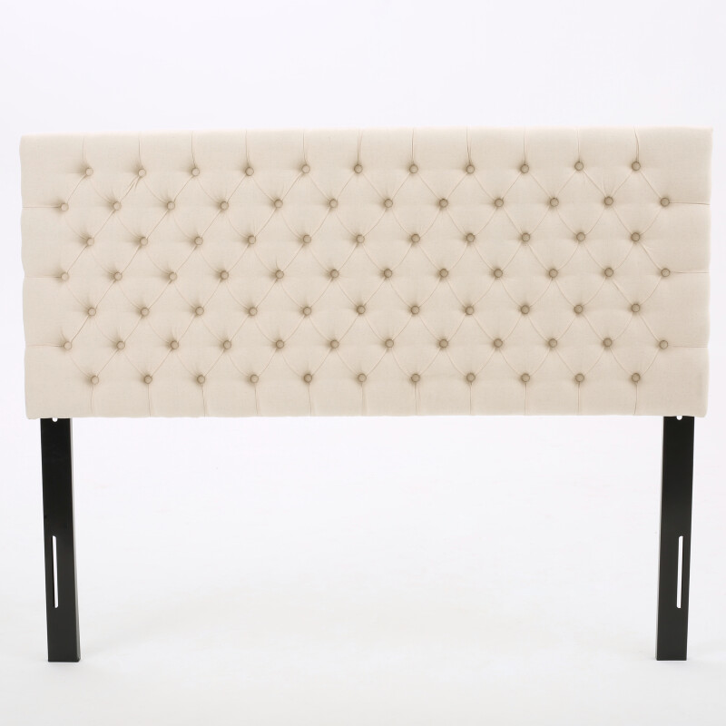 298903 Jezebel Contemporary Full/Queen Tufted Fabric Headboard, Beige and Black