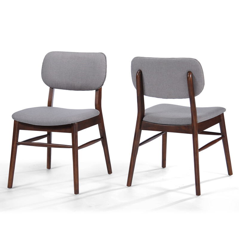 300015 Colette Mid-Century Modern Dining Chairs (Set of 2) Light Gray and Natural Walnut