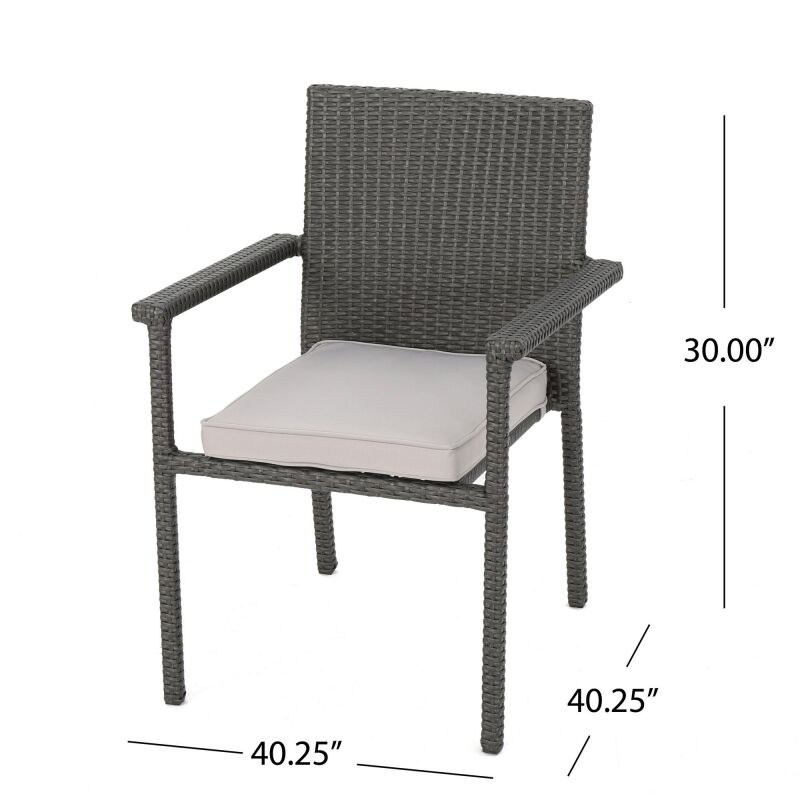 300825 San Pico Outdoor Grey Wicker Armed Dining Chairs With Silver Water Resistant Cushions Set Of 4 3