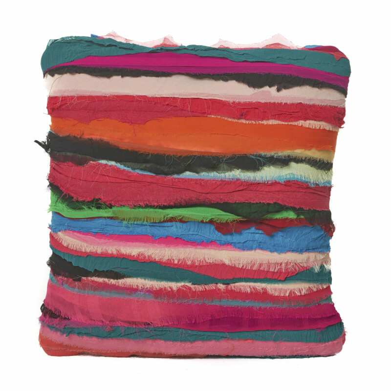 301622 Rooney Multi Colored Bali Recycled Fabric Pillow