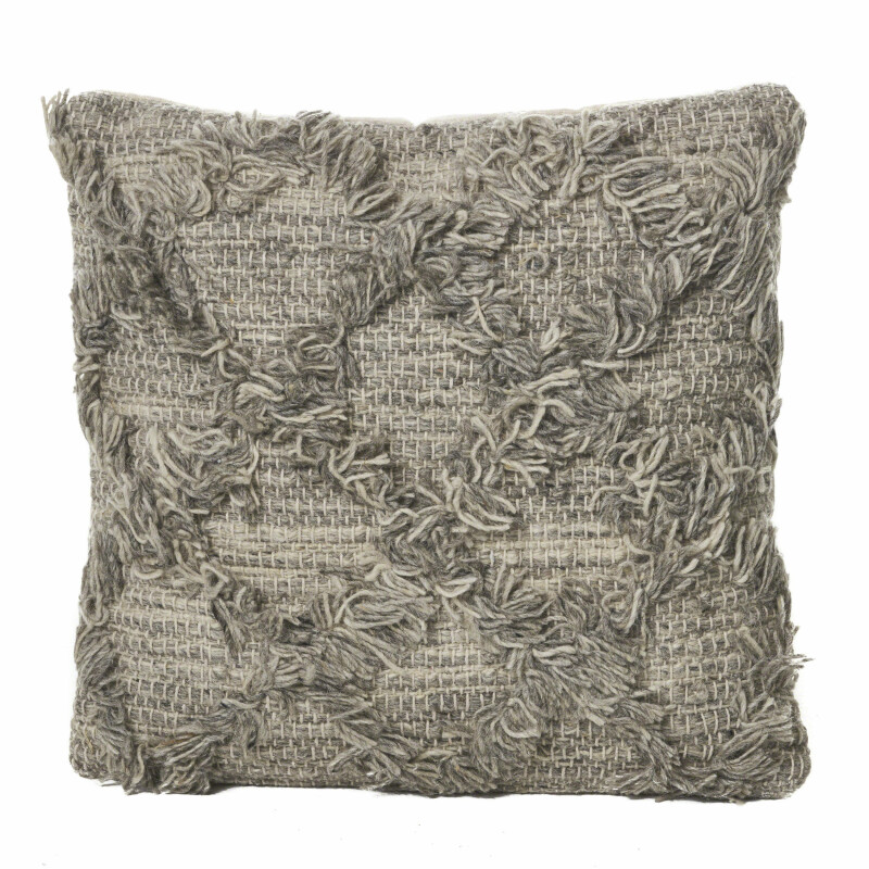 Jucar Handcrafted Boho Fabric Pillow, Natural Gray