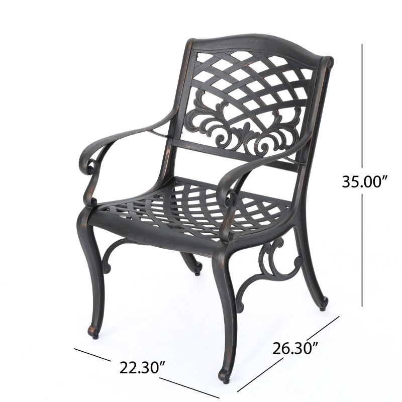 303355 Sarasota Outdoor Shiny Copper Finished Aluminum Dining Chairs Set Of 2 3