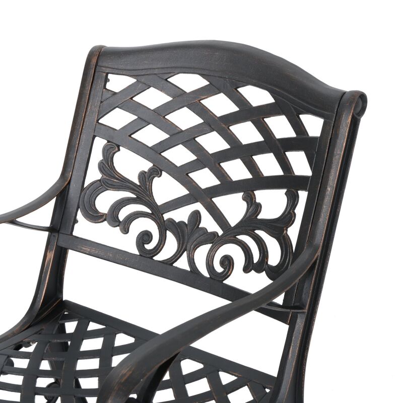 303355 Sarasota Outdoor Shiny Copper Finished Aluminum Dining Chairs Set Of 2 4