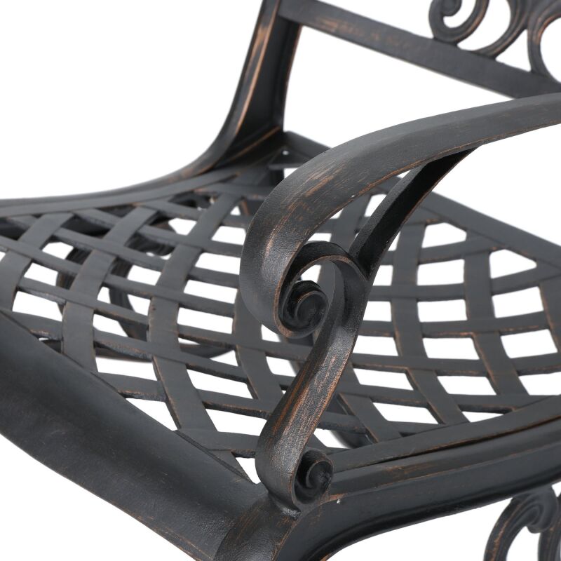 303355 Sarasota Outdoor Shiny Copper Finished Aluminum Dining Chairs Set Of 2 5