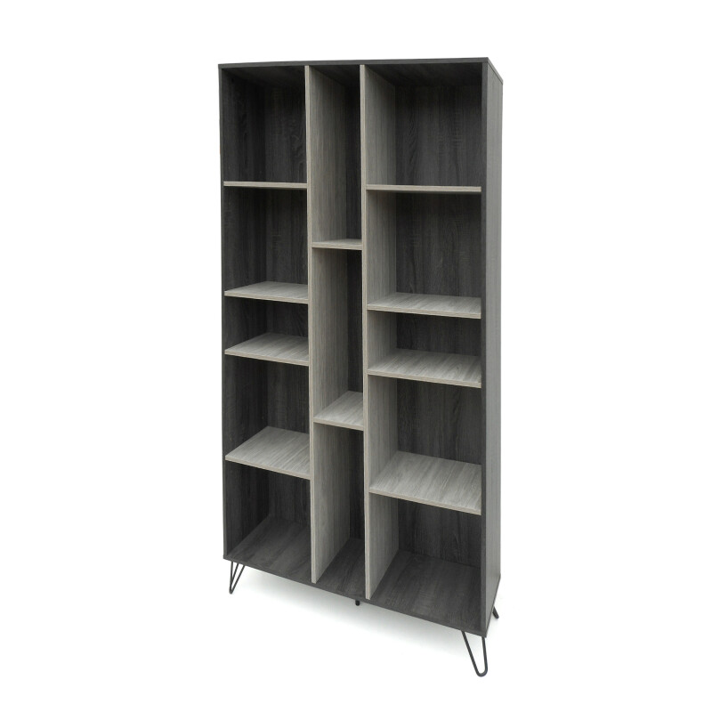 303663 Imogen Modern Two Toned Grey Oak Finished Faux Wood Bookshelf