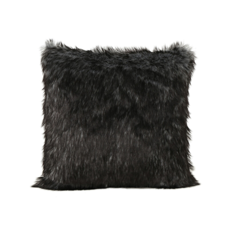 304234 Warrin Furry Glam Black and White Streak Faux Fur Throw Pillow