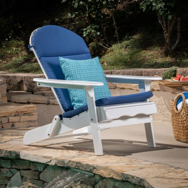 304531 Malibu Outdoor Water-Resistant Adirondack Chair Cushion, Navy Blue