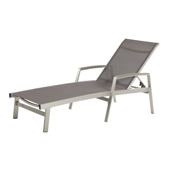 305143 Oxton Outdoor Mesh and Aluminum Chaise Lounge, Gray